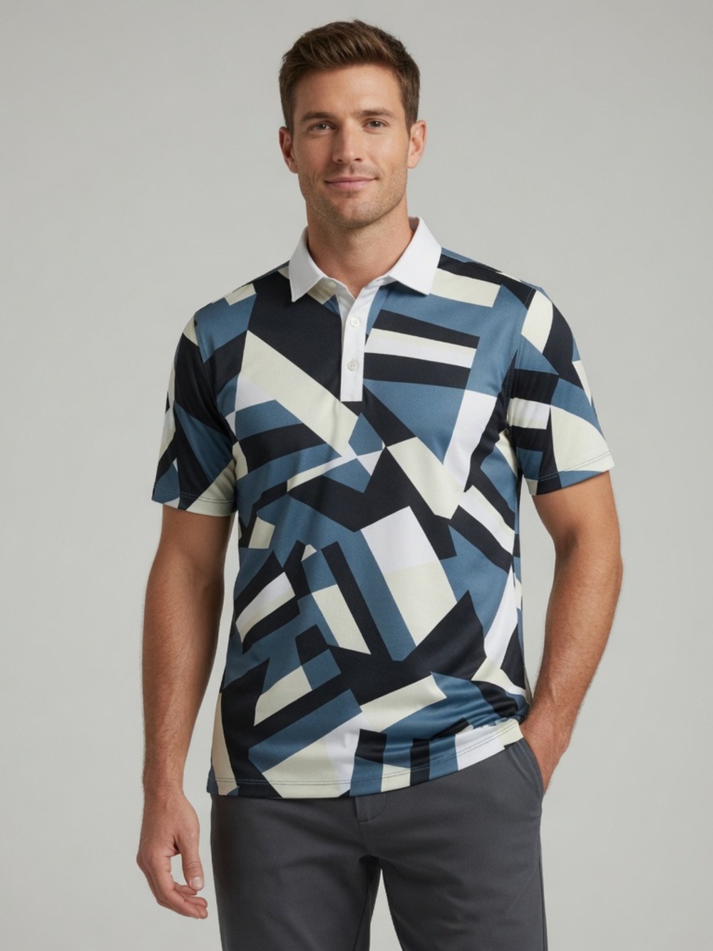 Rhone Men's Geometric Print Polo Shirt